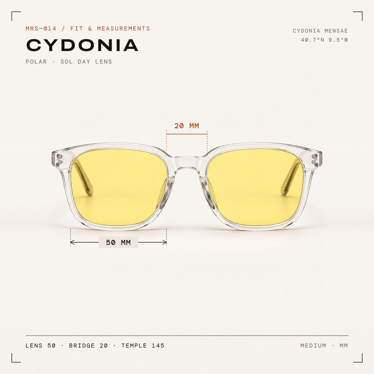 Cydonia Polar with Sol day lenses, fit and measurements