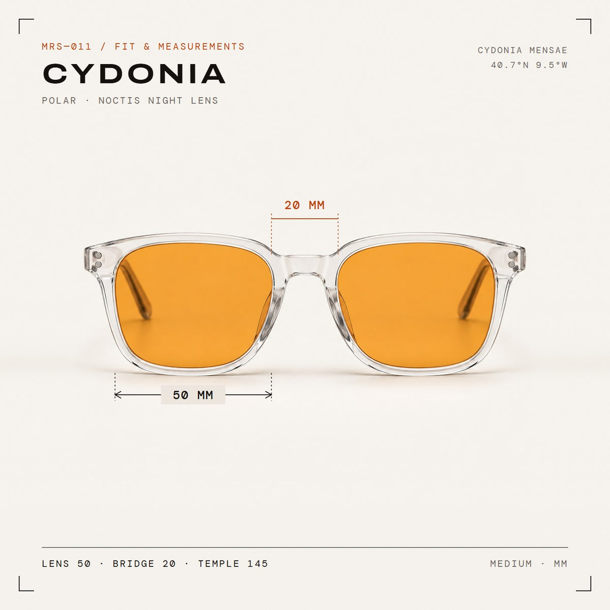Cydonia Polar with Noctis night lenses, fit and measurements