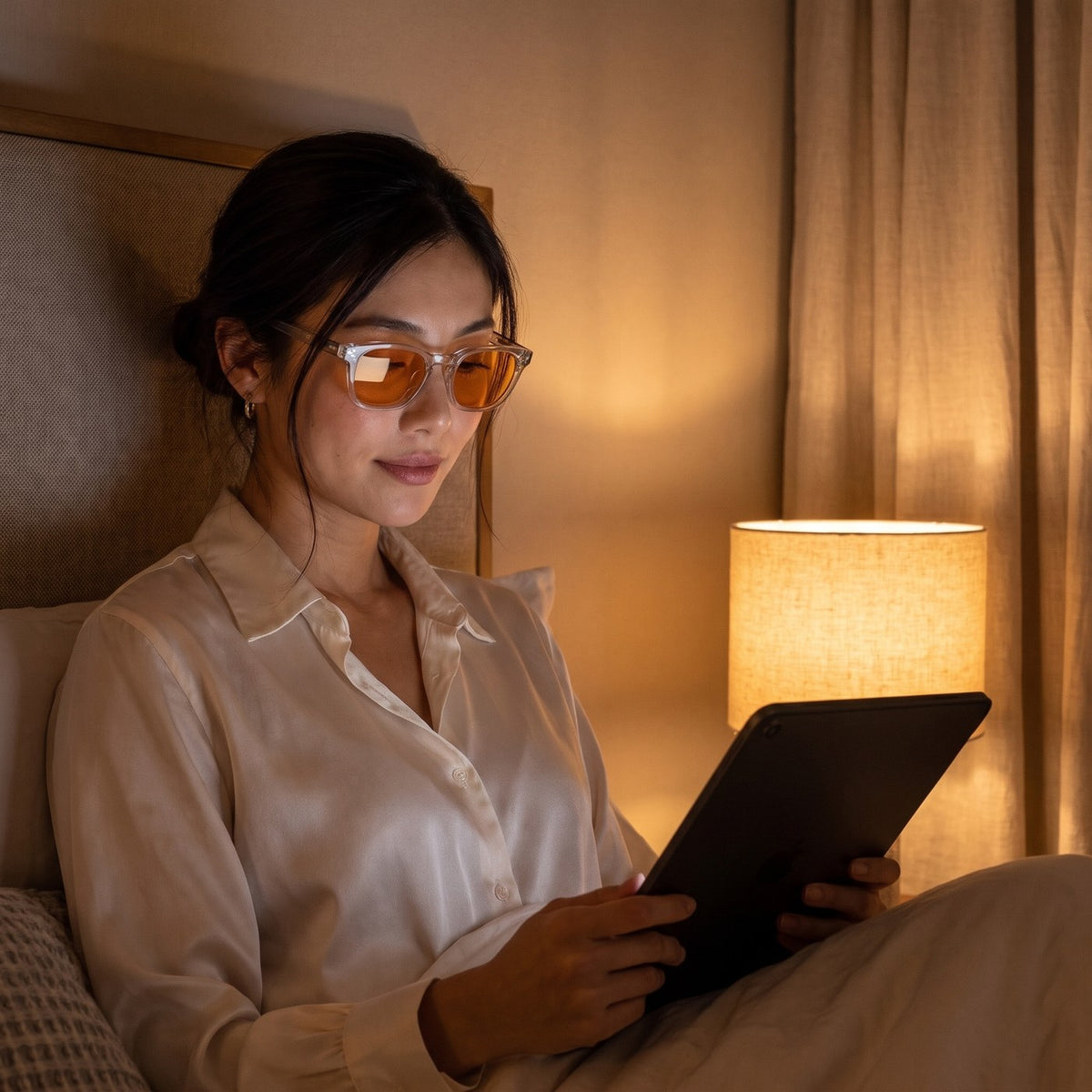 Hellas Polar Gold with Noctis night lenses, worn at home