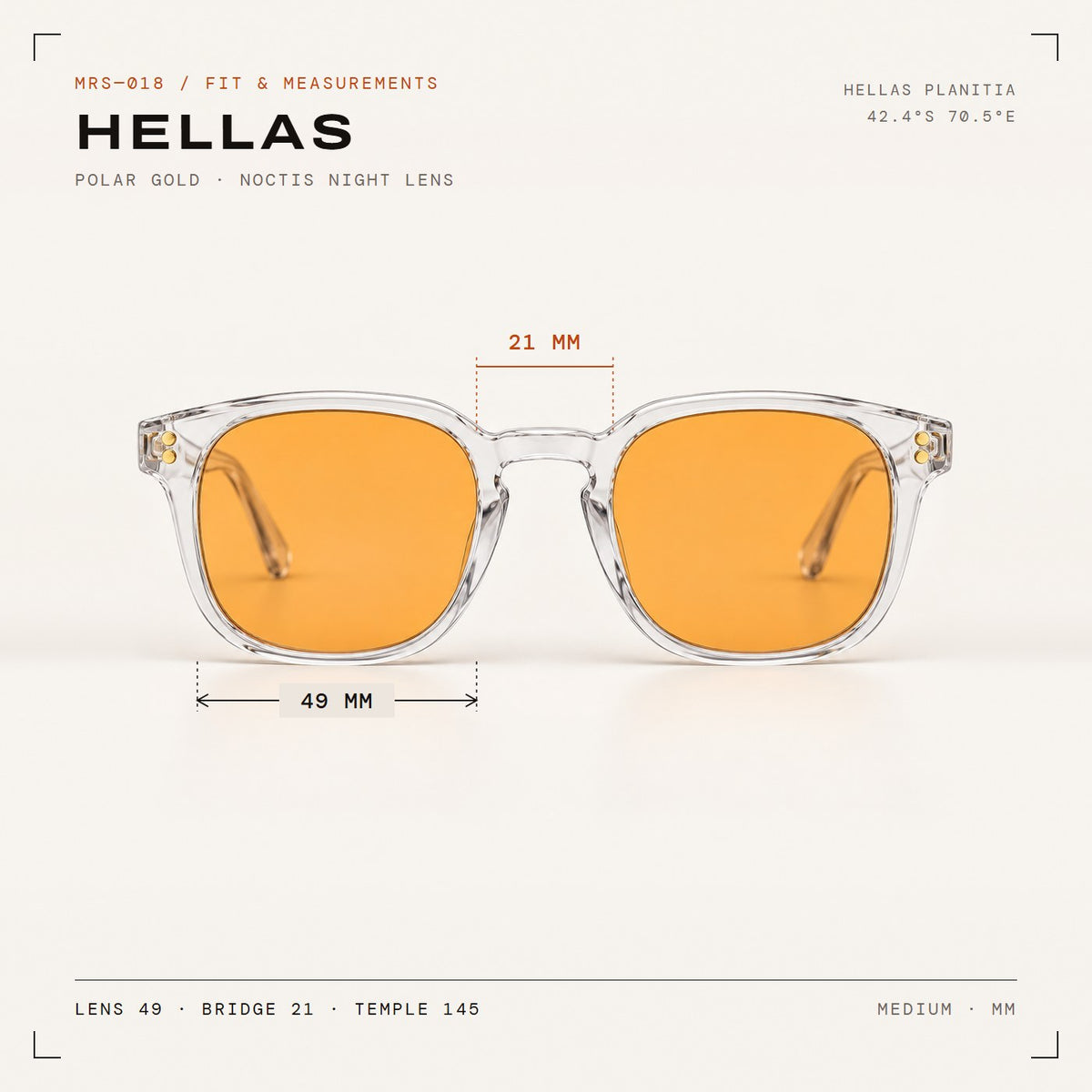Hellas Polar Gold with Noctis night lenses, fit and measurements