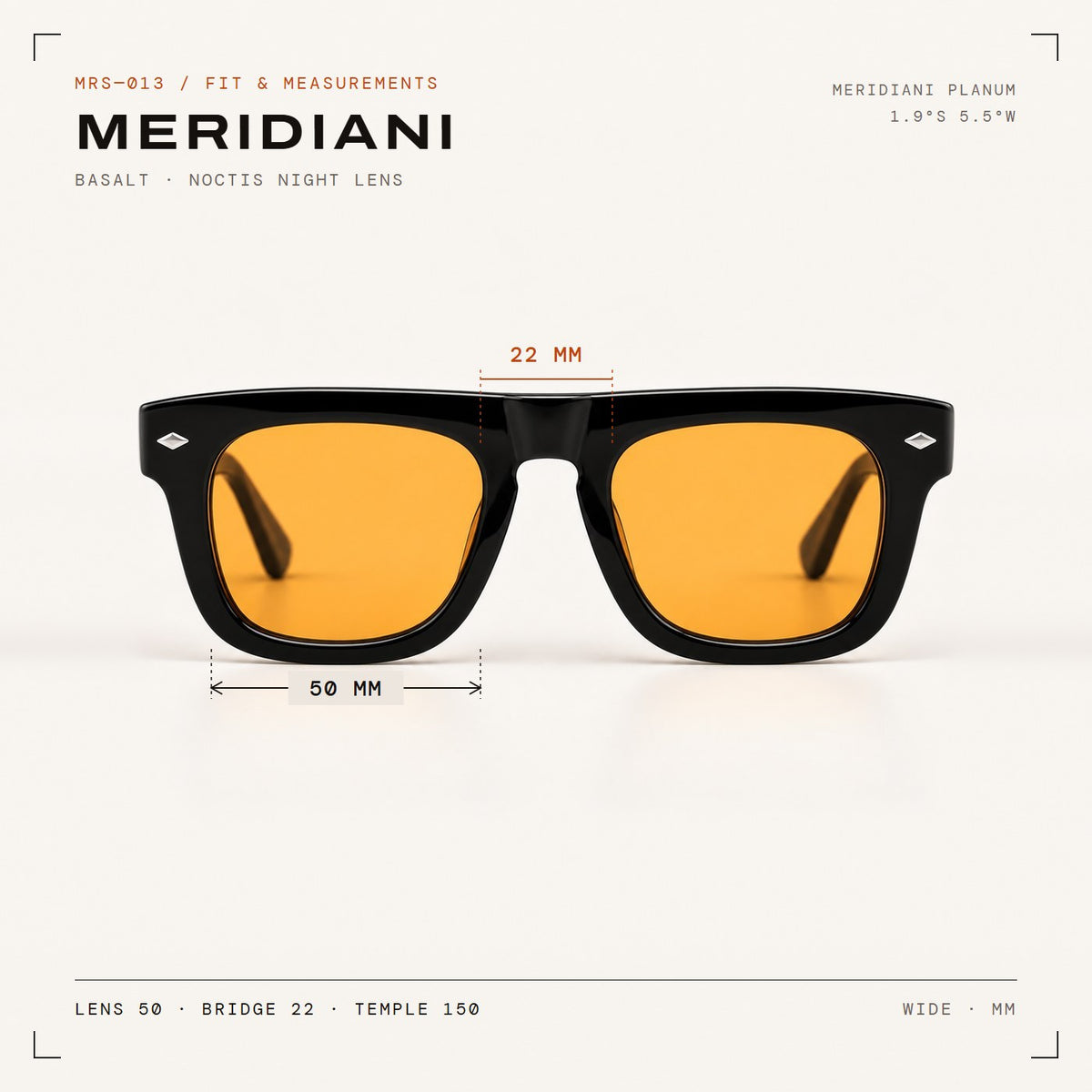 Meridiani Basalt with Noctis night lenses, fit and measurements